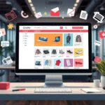 Une plateforme de vente en ligne moderne sur un écran d'ordinateur.