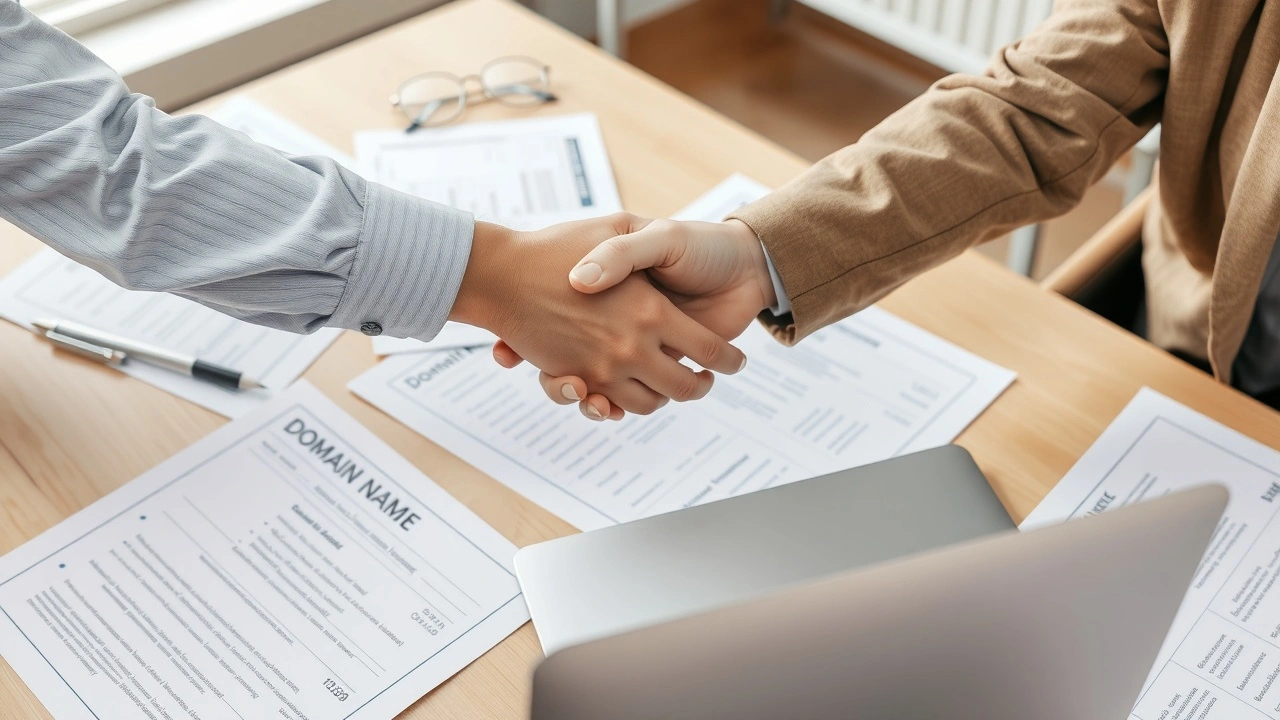 une poignée de main sur une table avec des documents