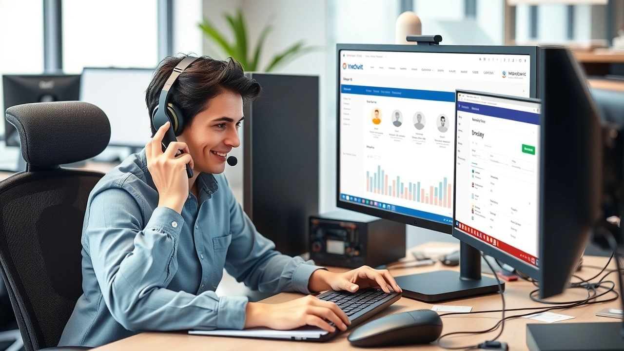 représentant du service client au téléphone