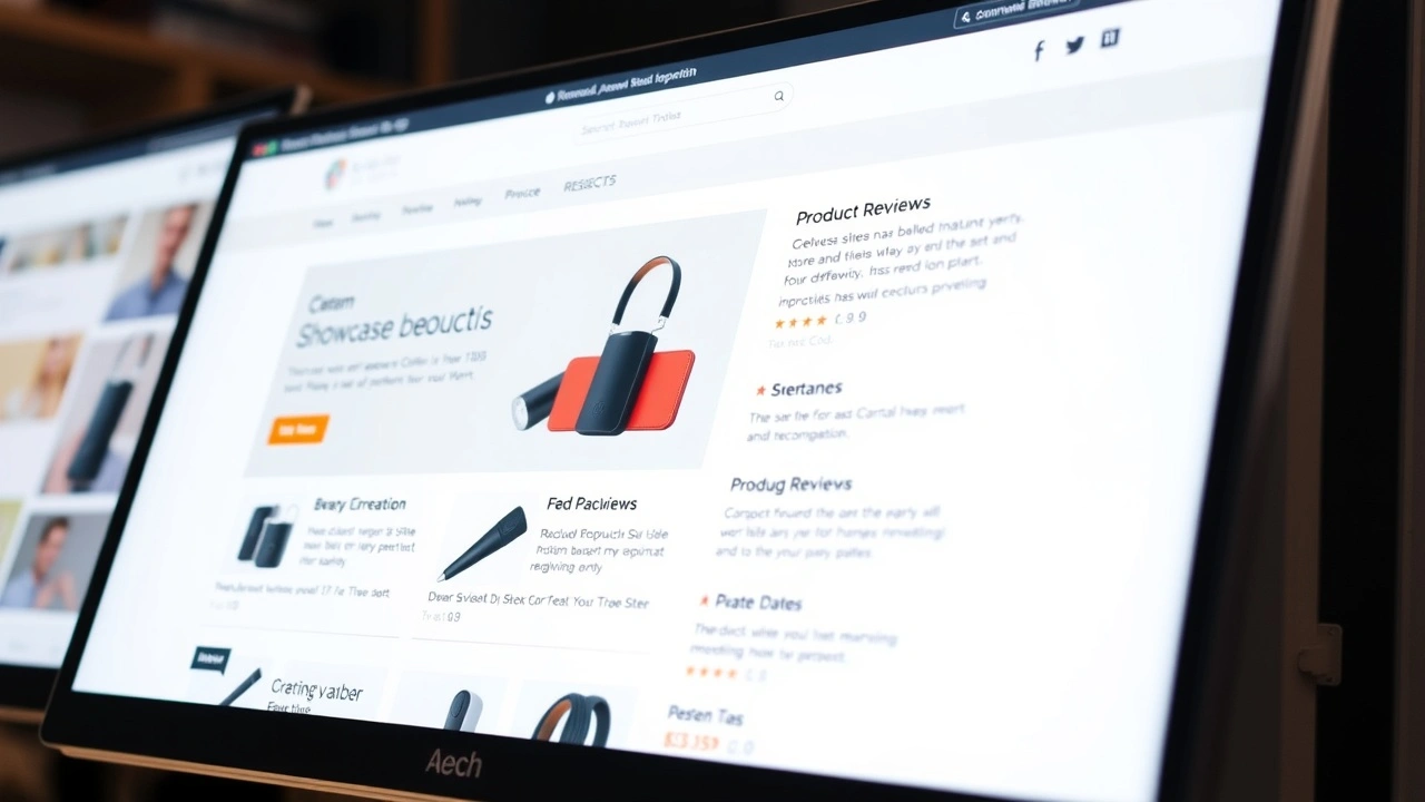 vitrine d'un site web illustrant des avis produits