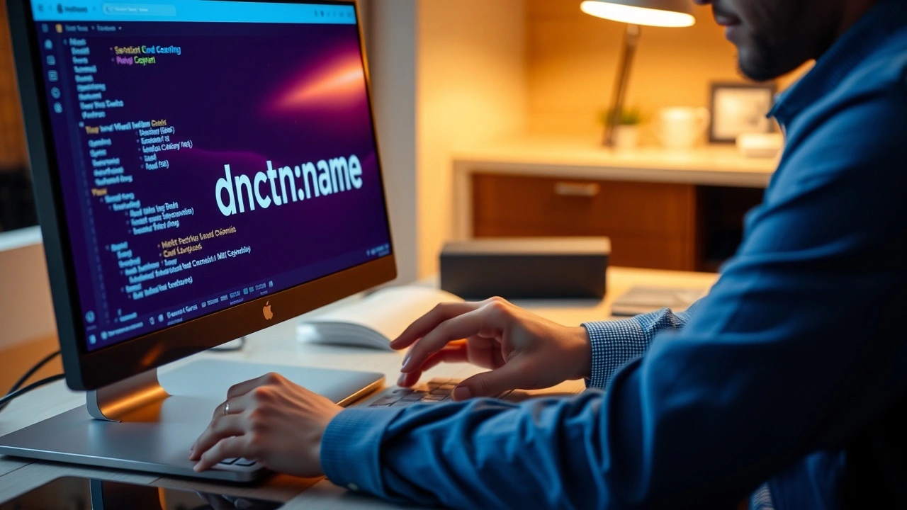 une personne achète un nom de domaine sur un ordinateur