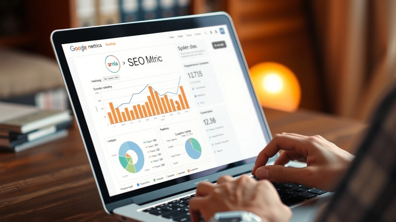 analyse des metrics SEO sur un ordinateur portable