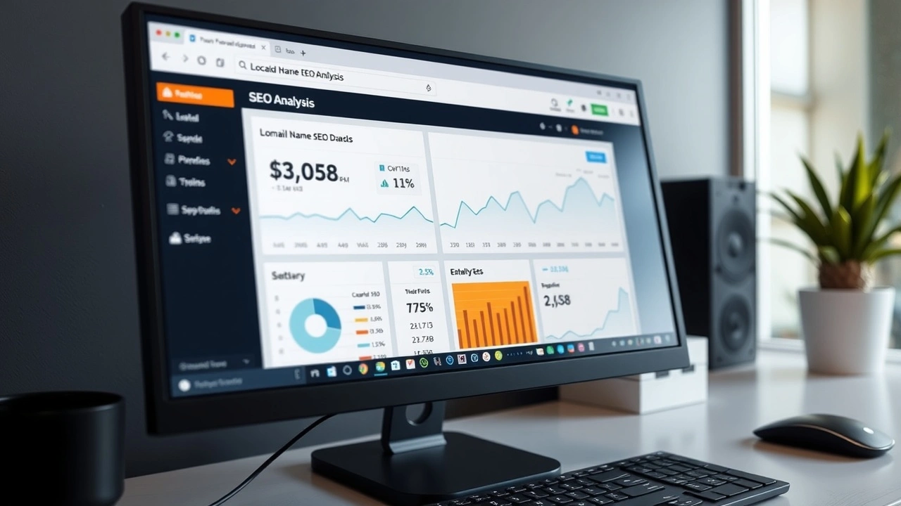 analyse SEO d'un nom de domaine sur un écran d'ordinateur