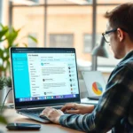 Un développeur web travaillant sur un site de questions-réponses dans un bureau moderne