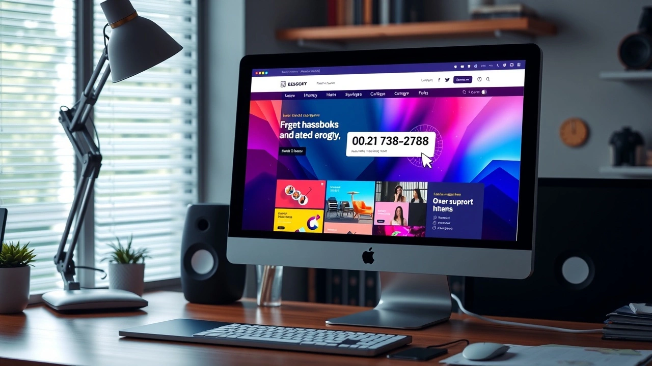 espace de travail créatif avec un ordinateur et un site web