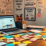 Un espace de travail créatif pour choisir un nom de domaine mémorable.