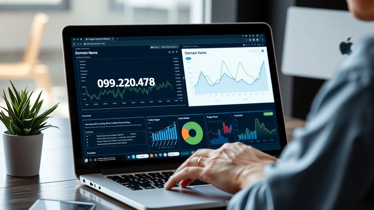 person evaluant un nom de domaine sur un ordinateur