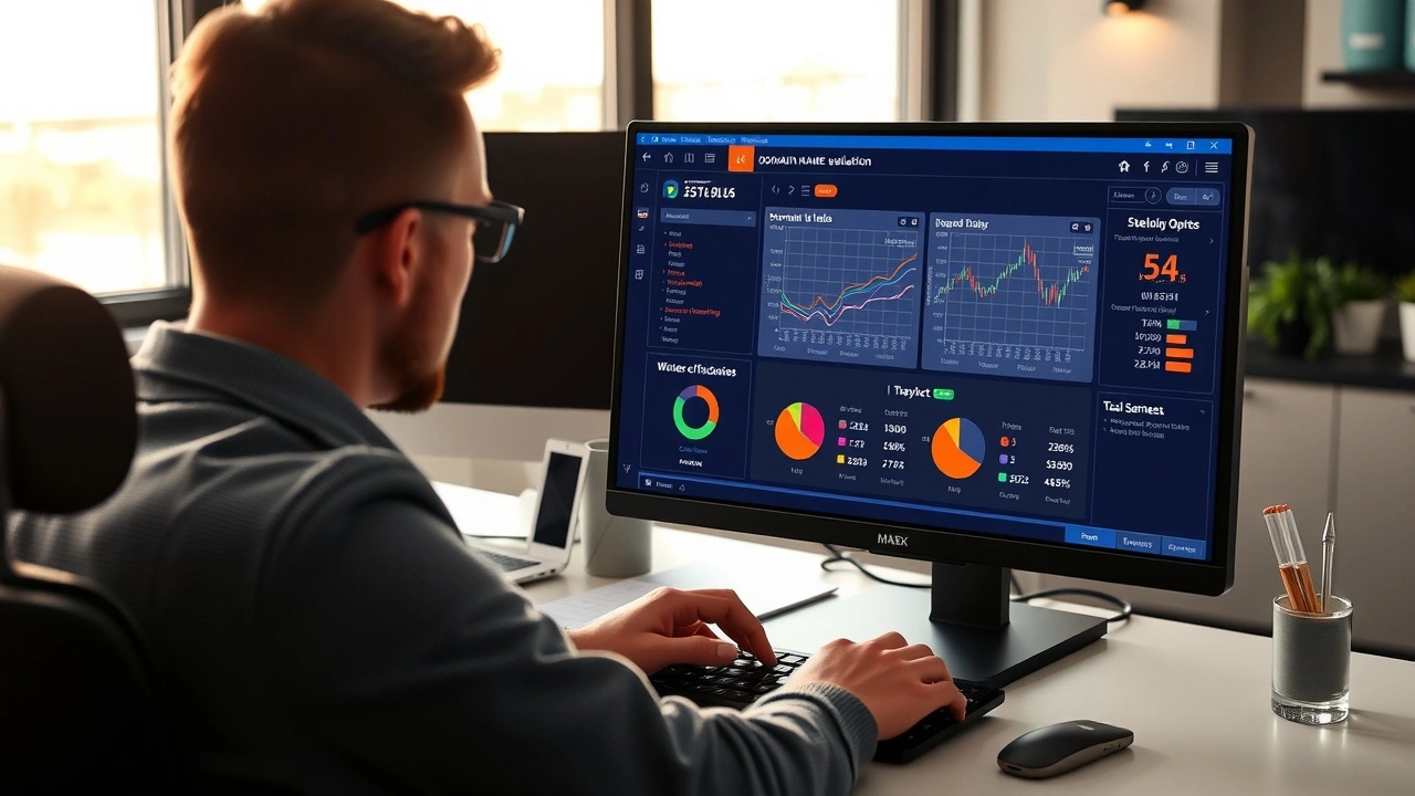 person utilisant un outil d'évaluation de nom de domaine