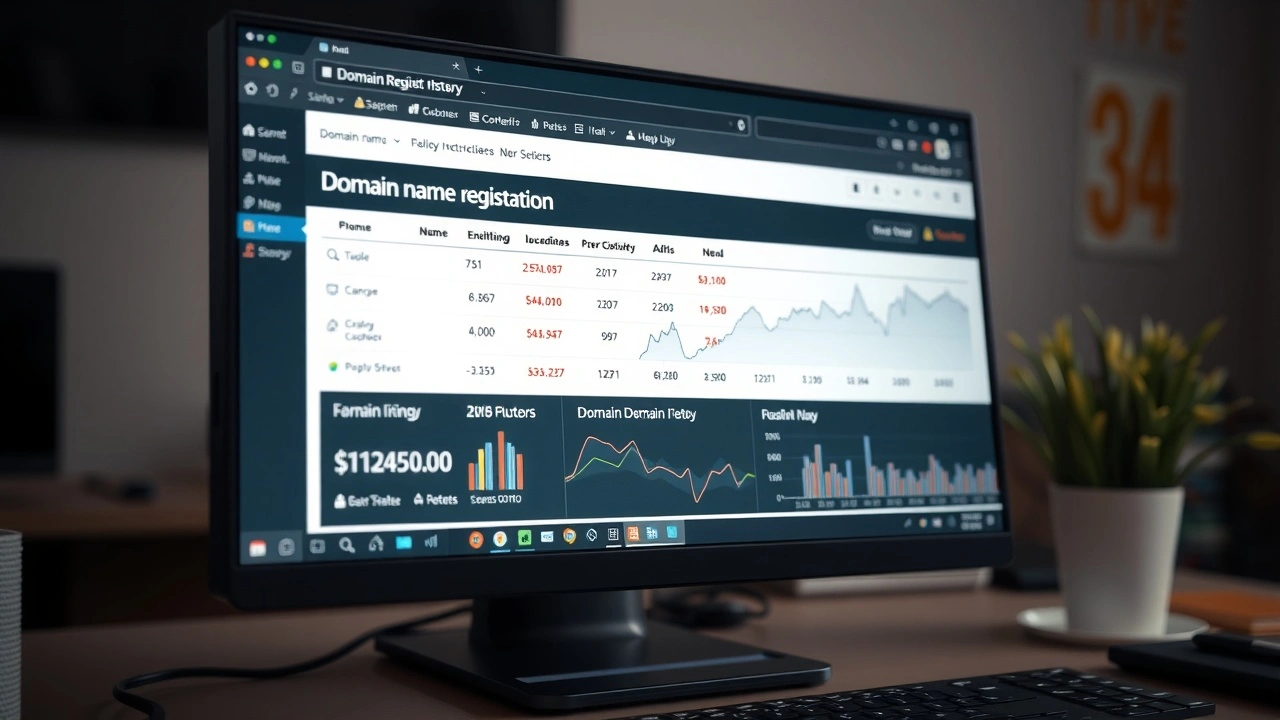 ecran d'ordinateur avec historique de nom de domaine