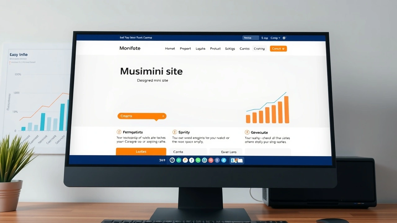 mini-site sur un ecran dordinateur avec graphique SEO