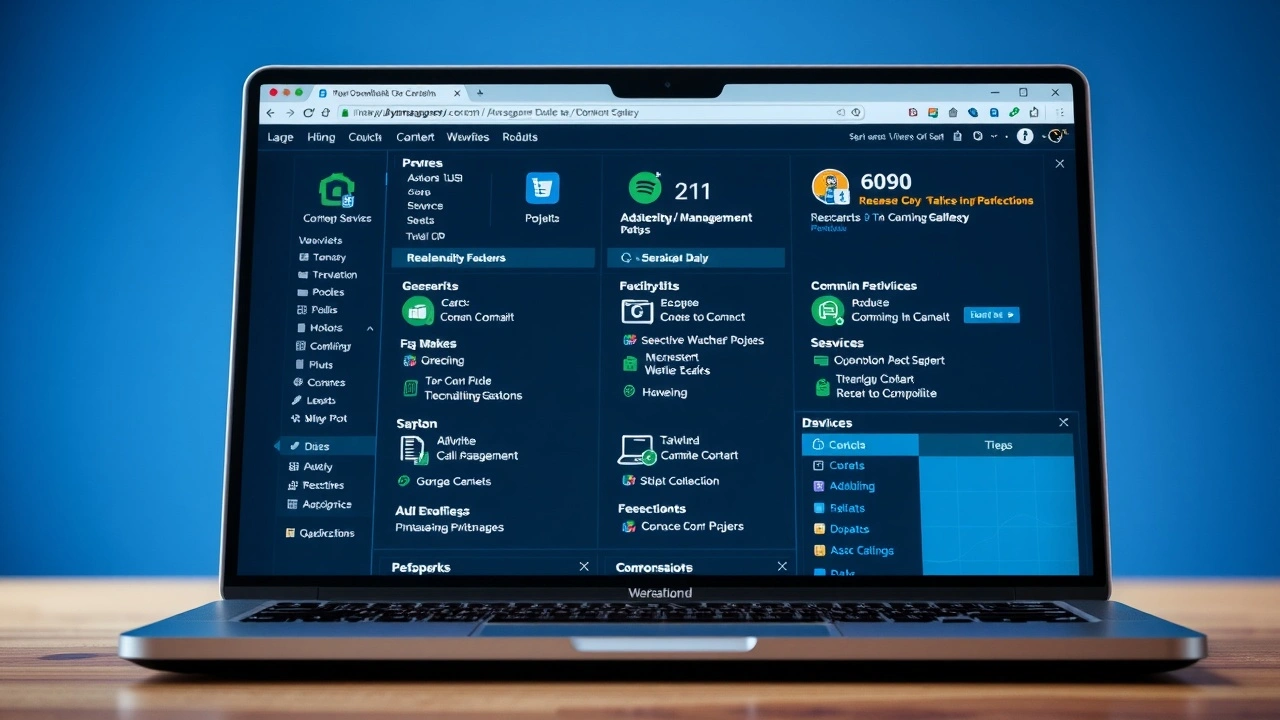 ordinateur portable montrant des outils de gestion de domaine