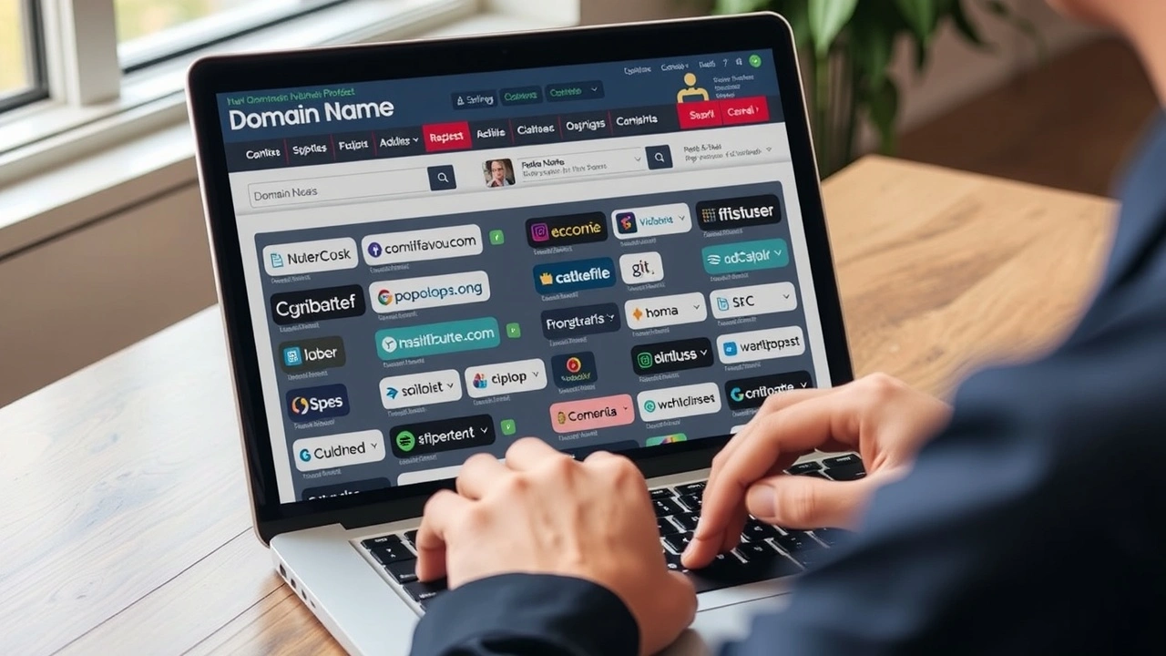 une personne consultant un site de noms de domaine