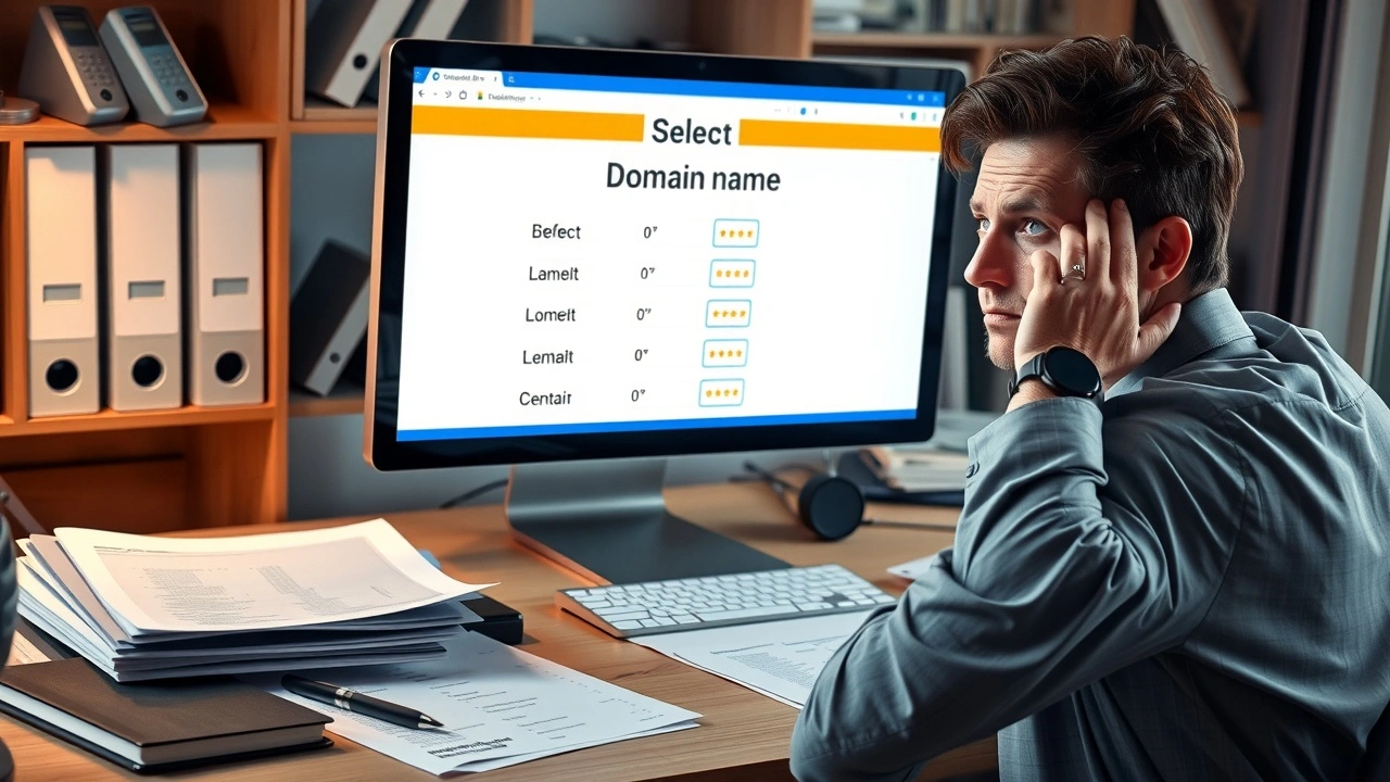 person frustré choisissant un nom de domaine
