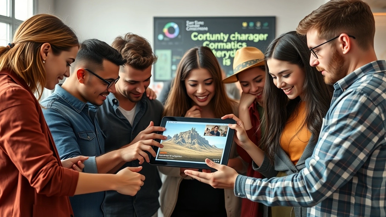 groupe de personnes collaborant sur un projet interactif