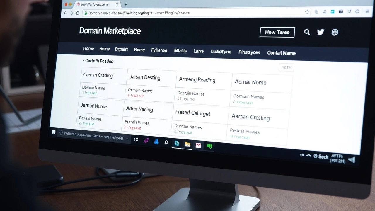 site de vente de noms de domaine sur un ecran dordinateur