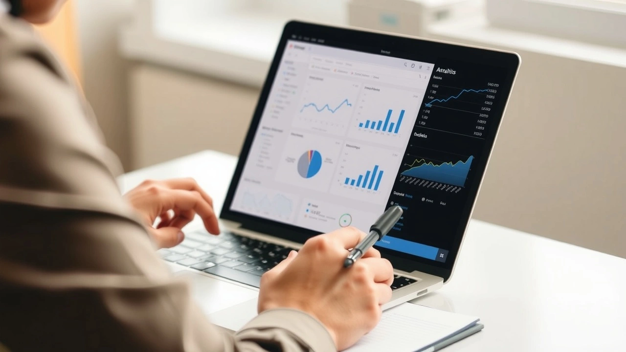 une personne analyse des statistiques sur un ordinateur