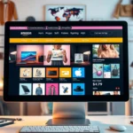 Une scène moderne montrant un site web de comparatif avec des produits variés.