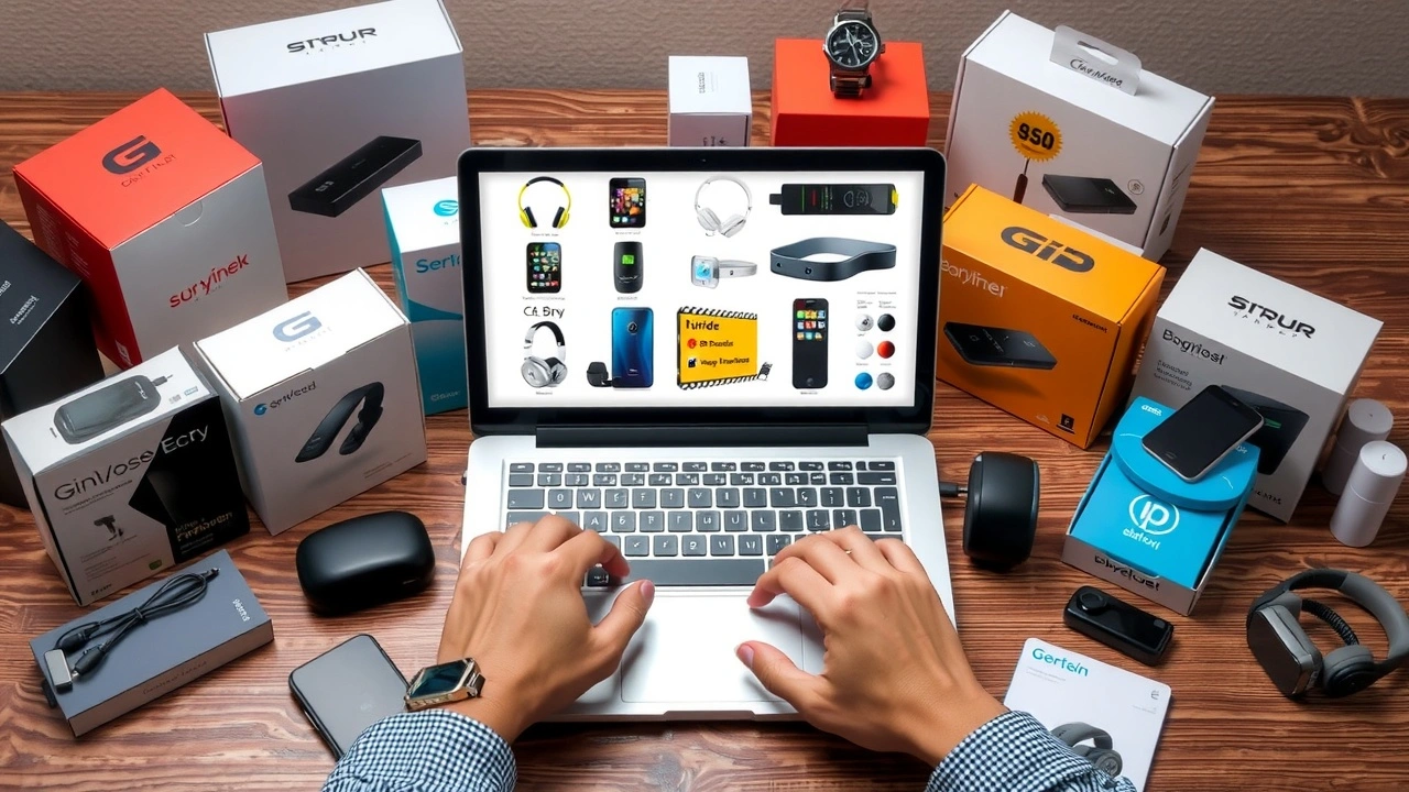person examinant des produits avec un ordinateur portable