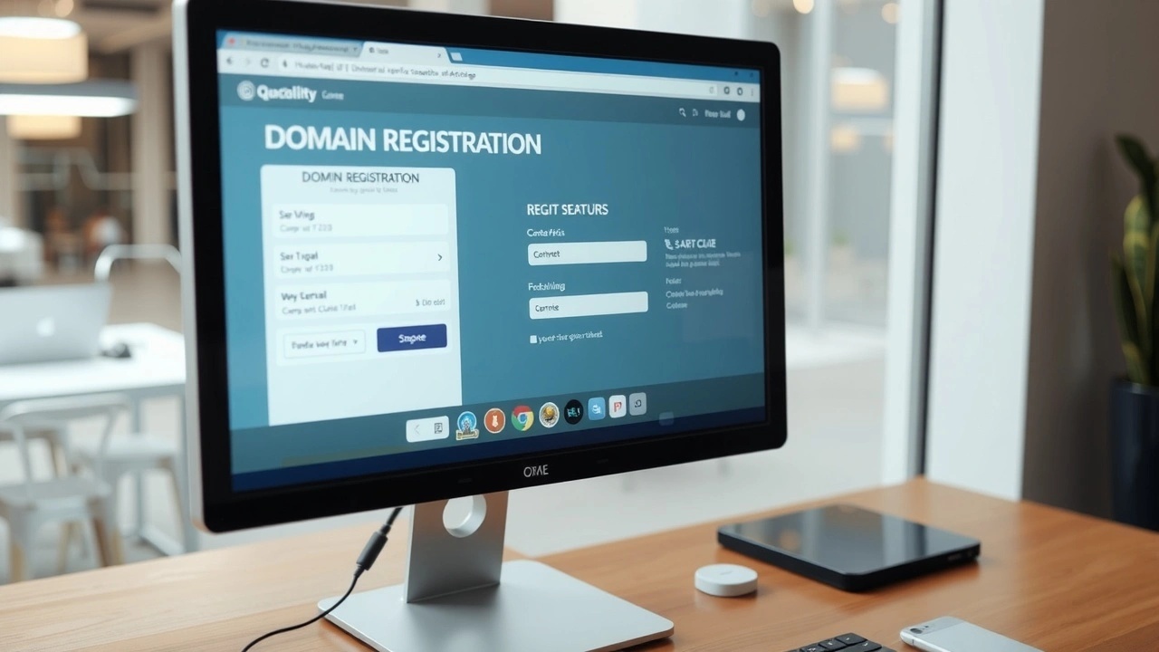 image d'un écran d'ordinateur avec une plateforme d'enregistrement de domaine