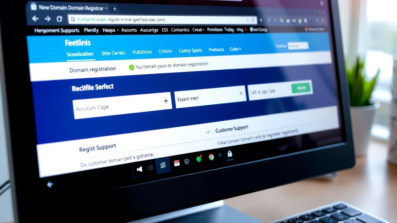 écran d'ordinateur affichant un site de registrar de domaine