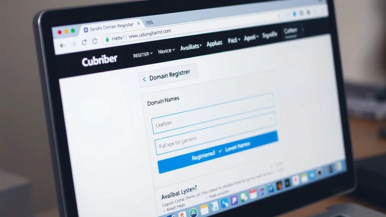 écran d'ordinateur montrant un site de registraire de domaines