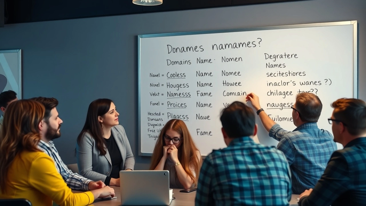 groupe de personnes analysant des noms de domaine