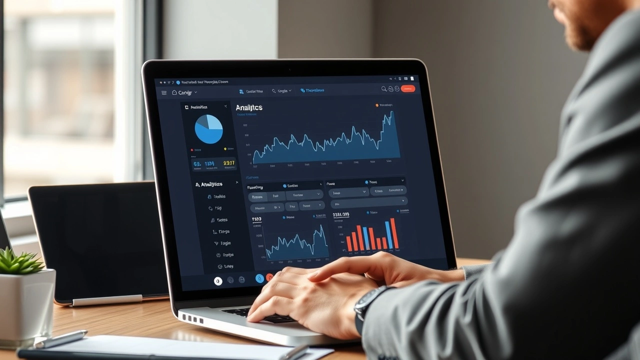 person analysant des statistiques de site web sur un ordinateur
