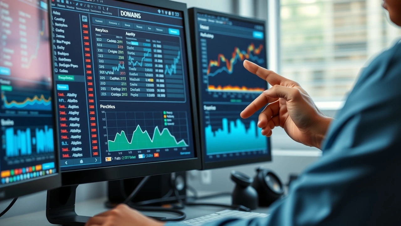 person analysant des noms de domaine sur un ordinateur