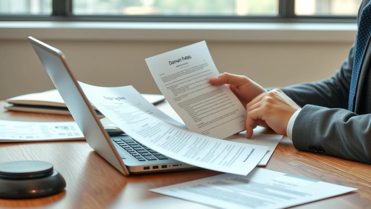 person examinant des documents de litige sur un bureau