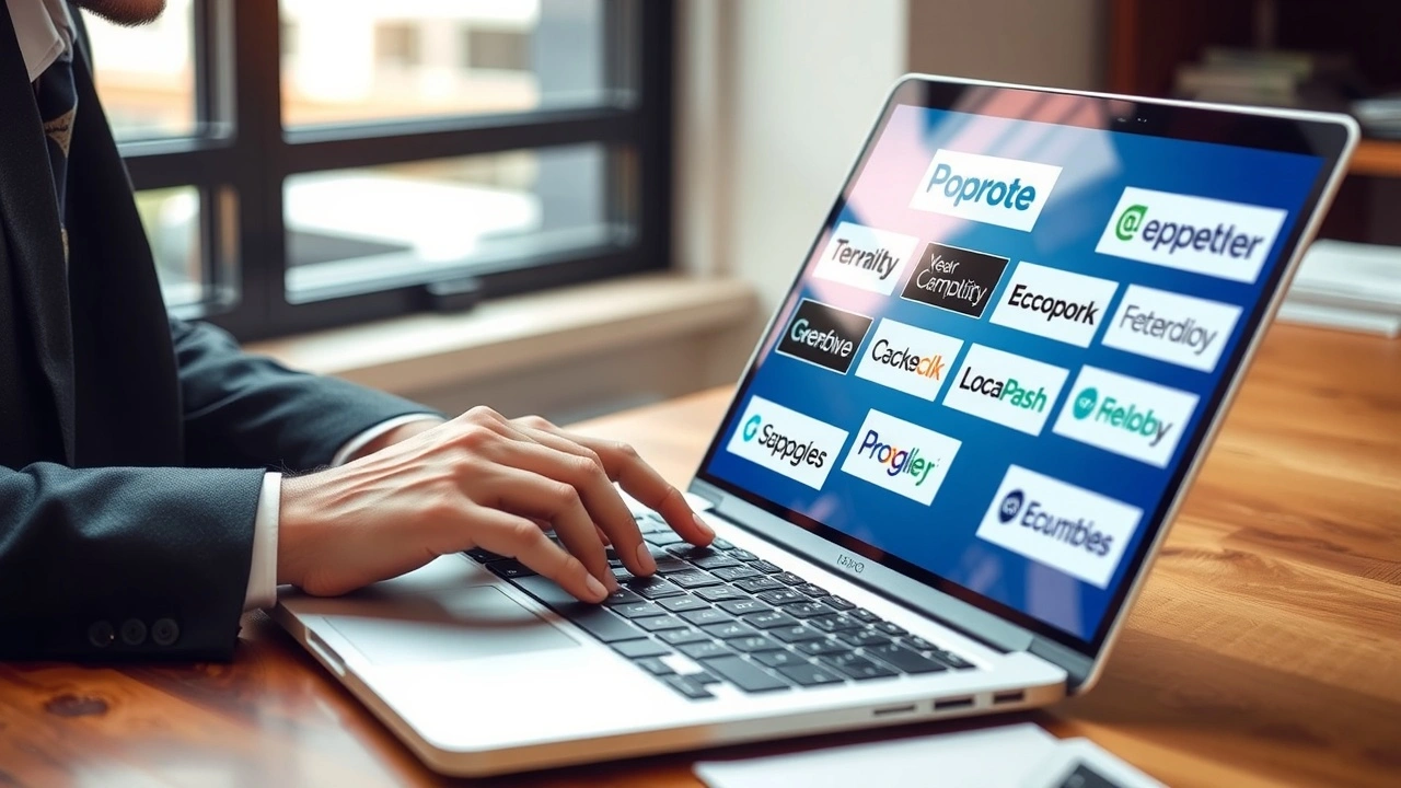 person de confiance utilisant un ordinateur portable pour des domaines