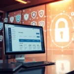 Un espace de travail moderne et sécurisé représentant la protection des noms de domaine et des actifs numériques.