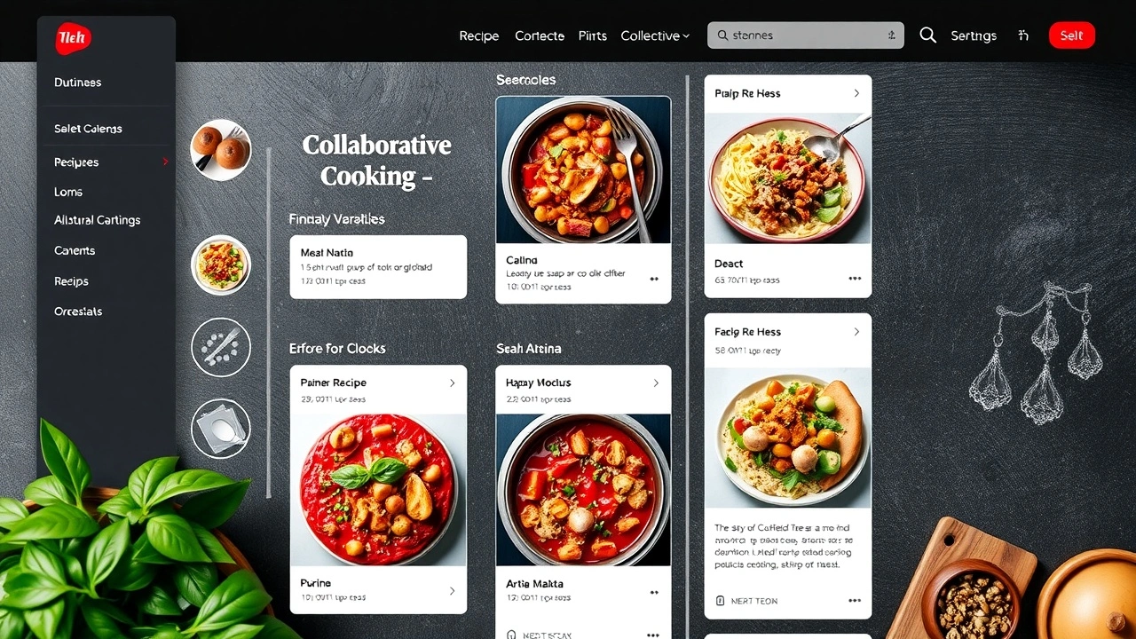 interface d'un site de recettes collaboratives avec cartes de recettes