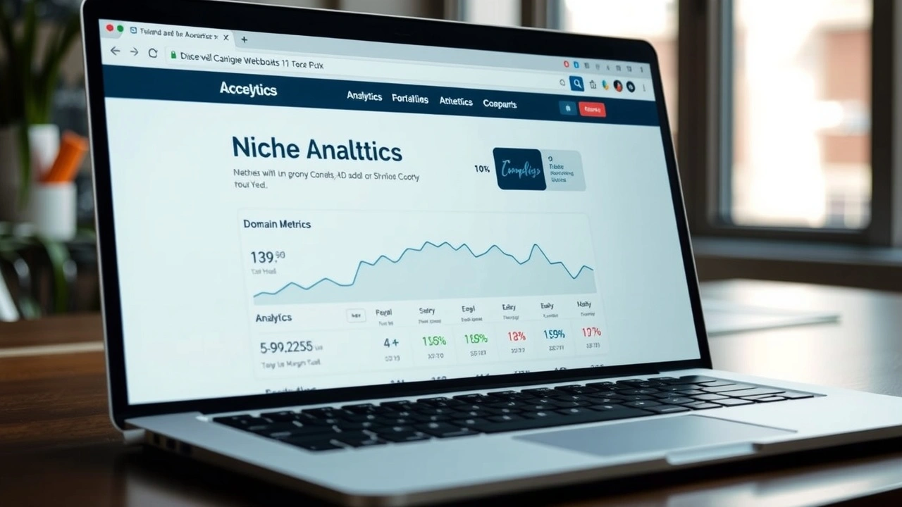 site web de niche avec des analyses visibles sur un ordinateur portable
