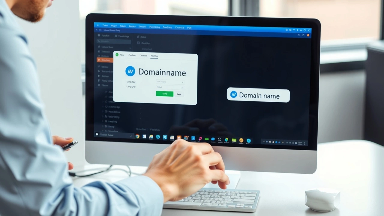 une personne achetant un nom de domaine en ligne