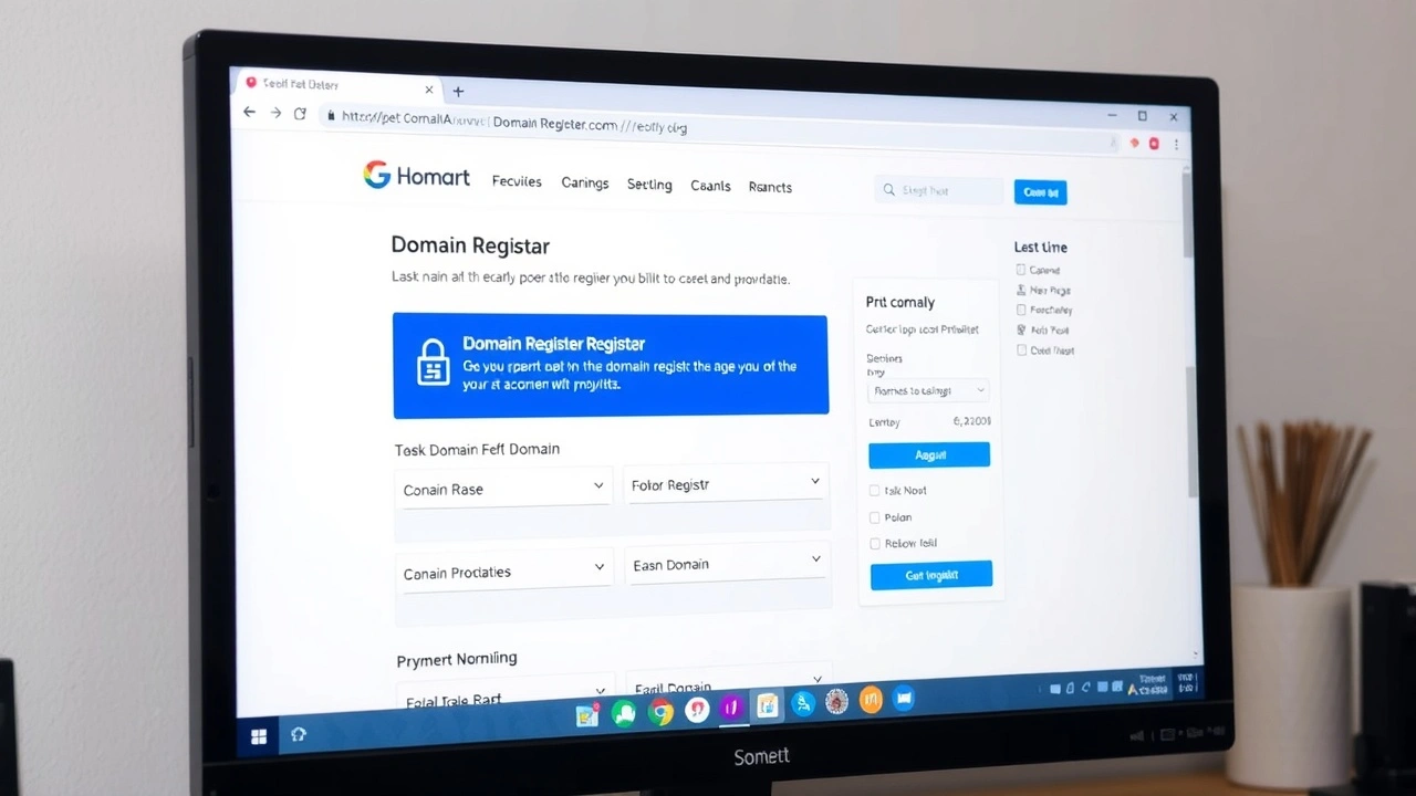 ecran d ordinateur affichant un site de registrar de domaine