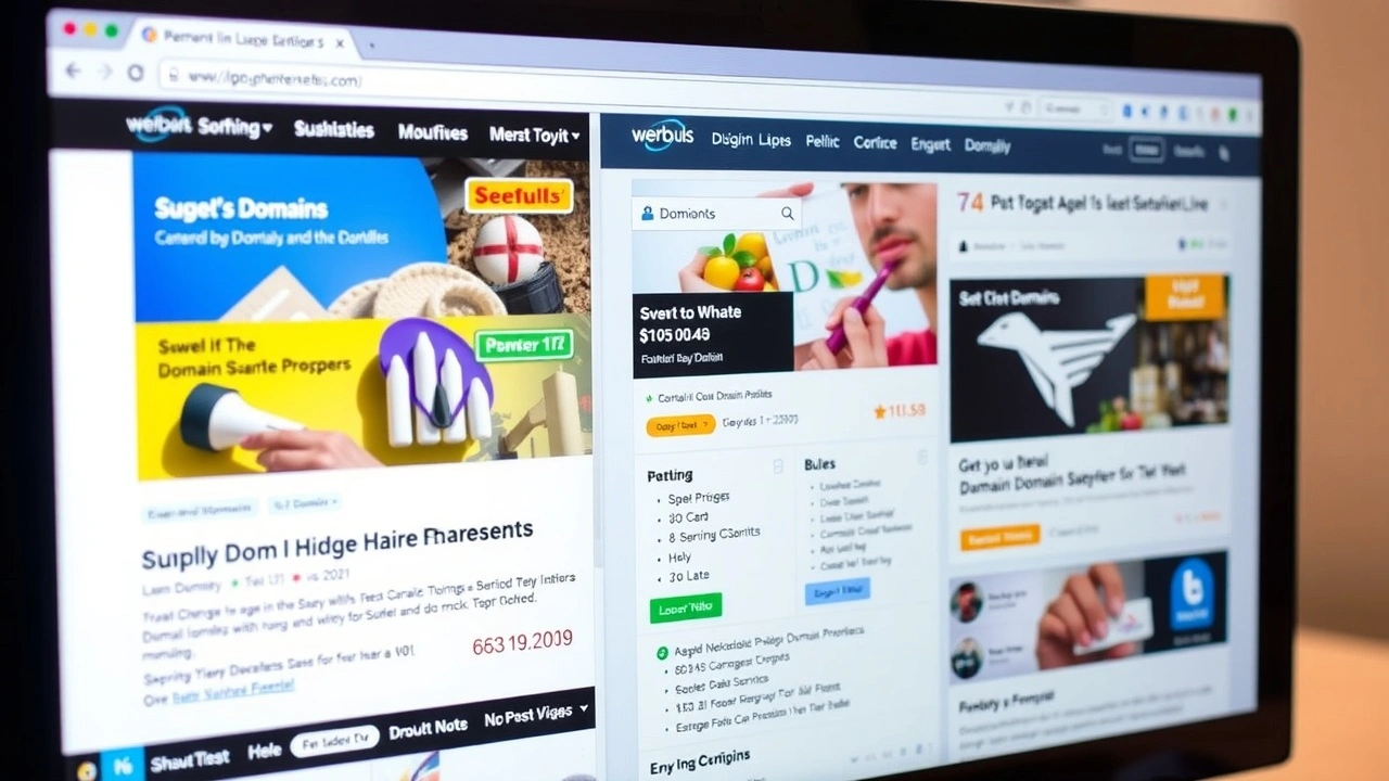 ecran dordinateur avec des sites de vente de domaine