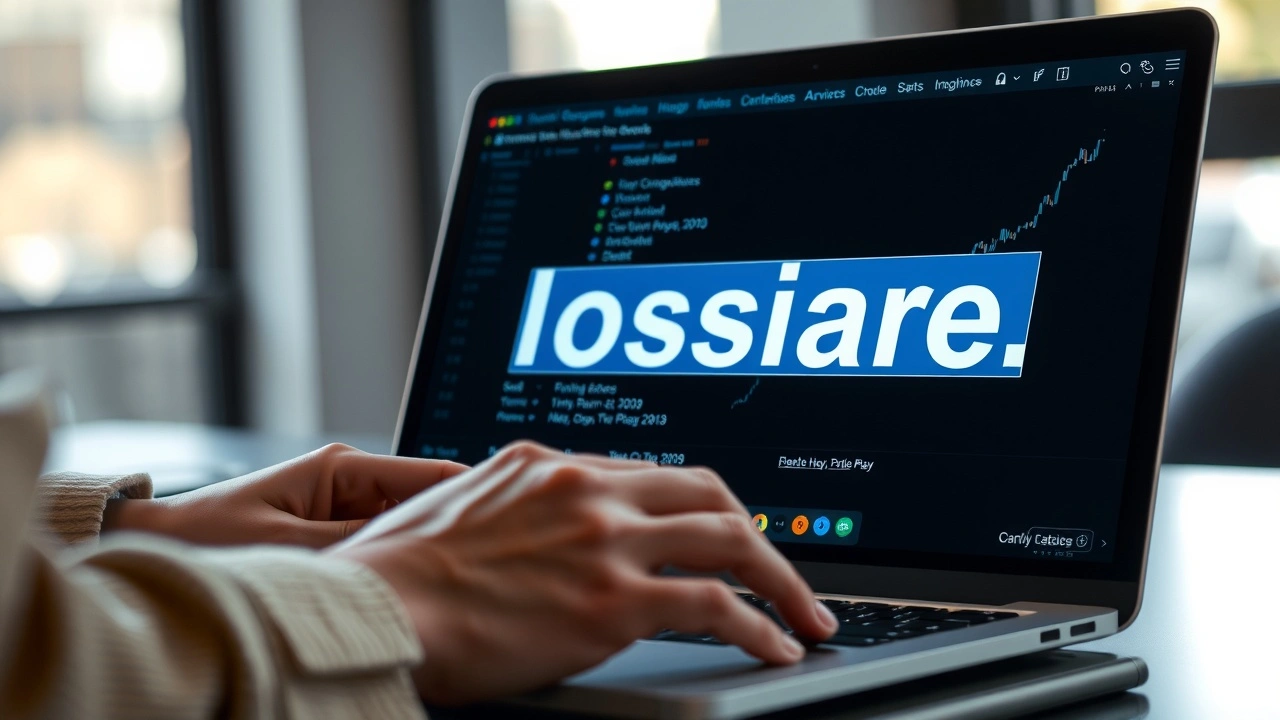 une personne évaluant un nom de domaine sur un ordinateur portable