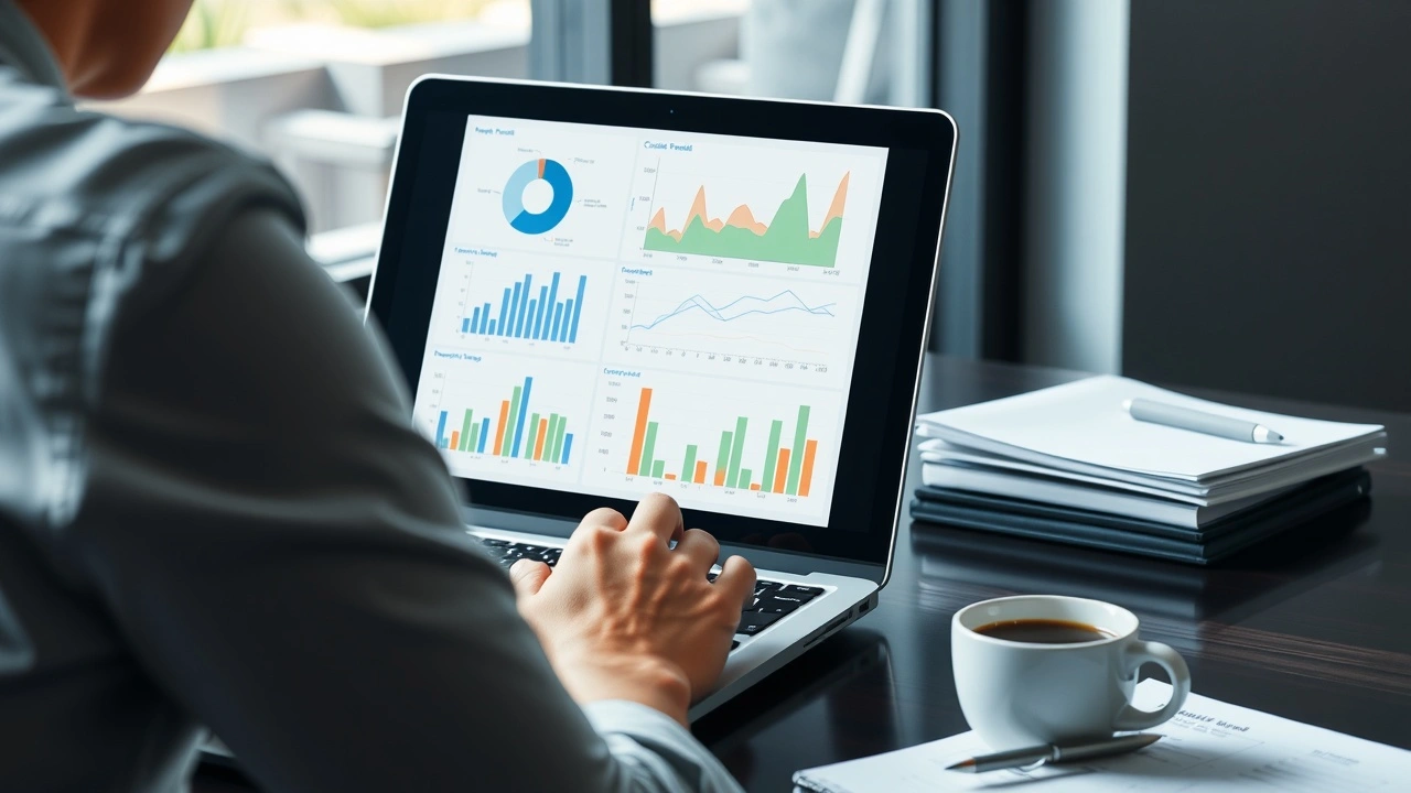 person analysant des graphiques sur un ordinateur portable