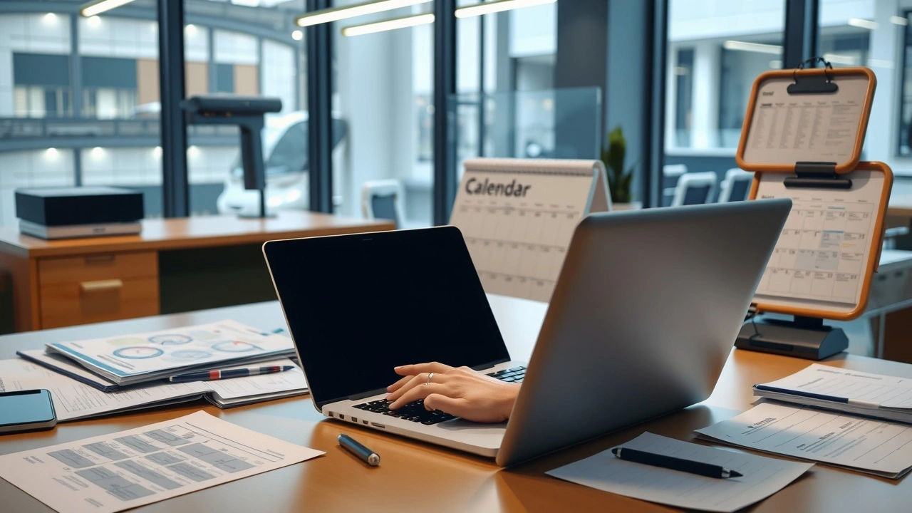 person avec ordinateur portable dans un bureau moderne