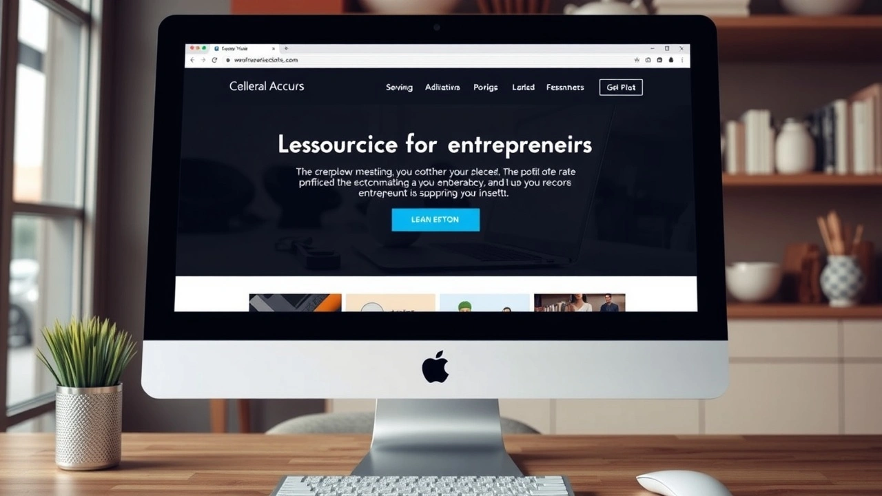 image d'un site de ressources pour entrepreneurs sur un écran