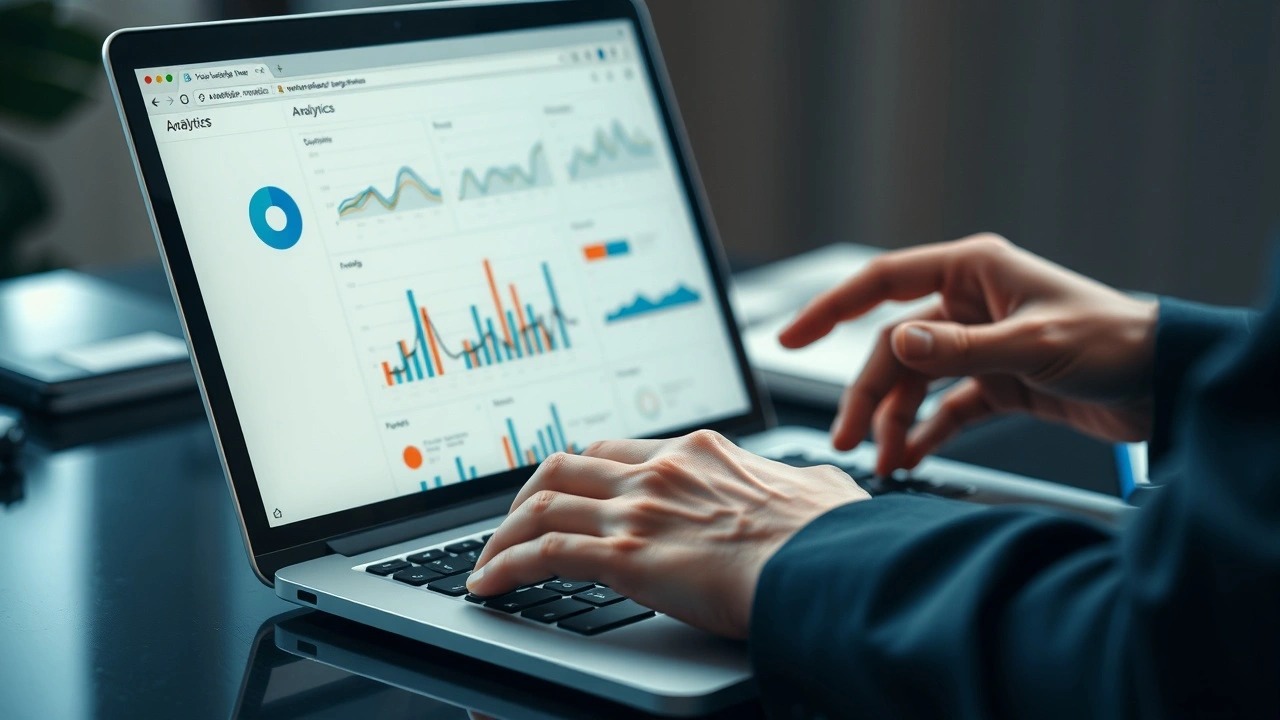 person analysant des statistiques de site web sur un ordinateur