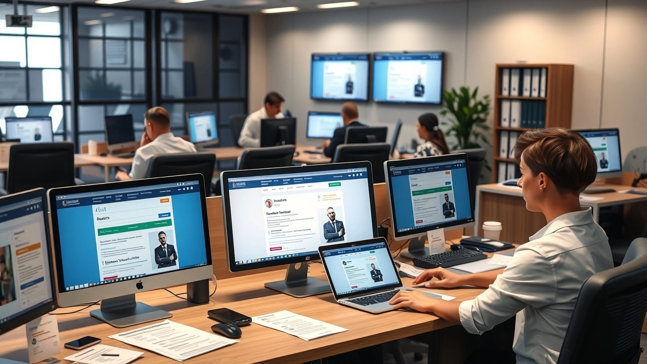 bureau d'un registrar de domaine fiable avec ordinateurs