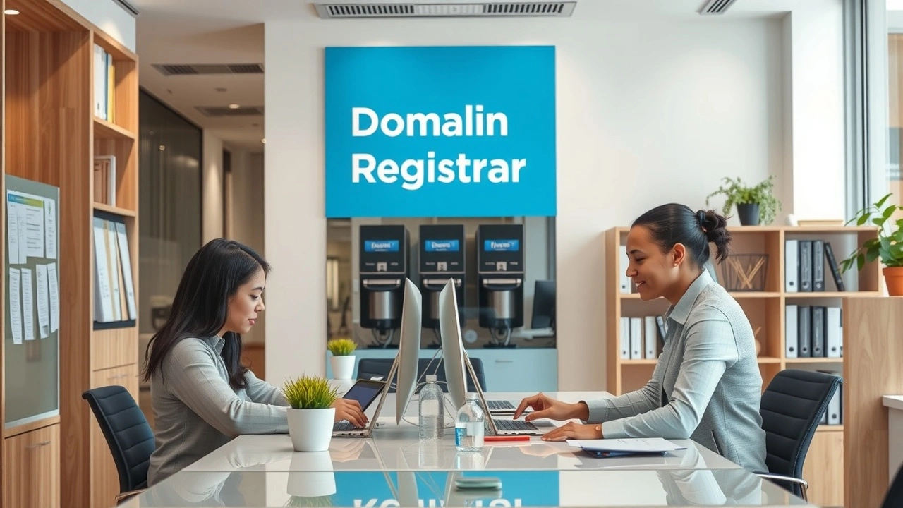 bureau d un registrar de domaine avec des employés