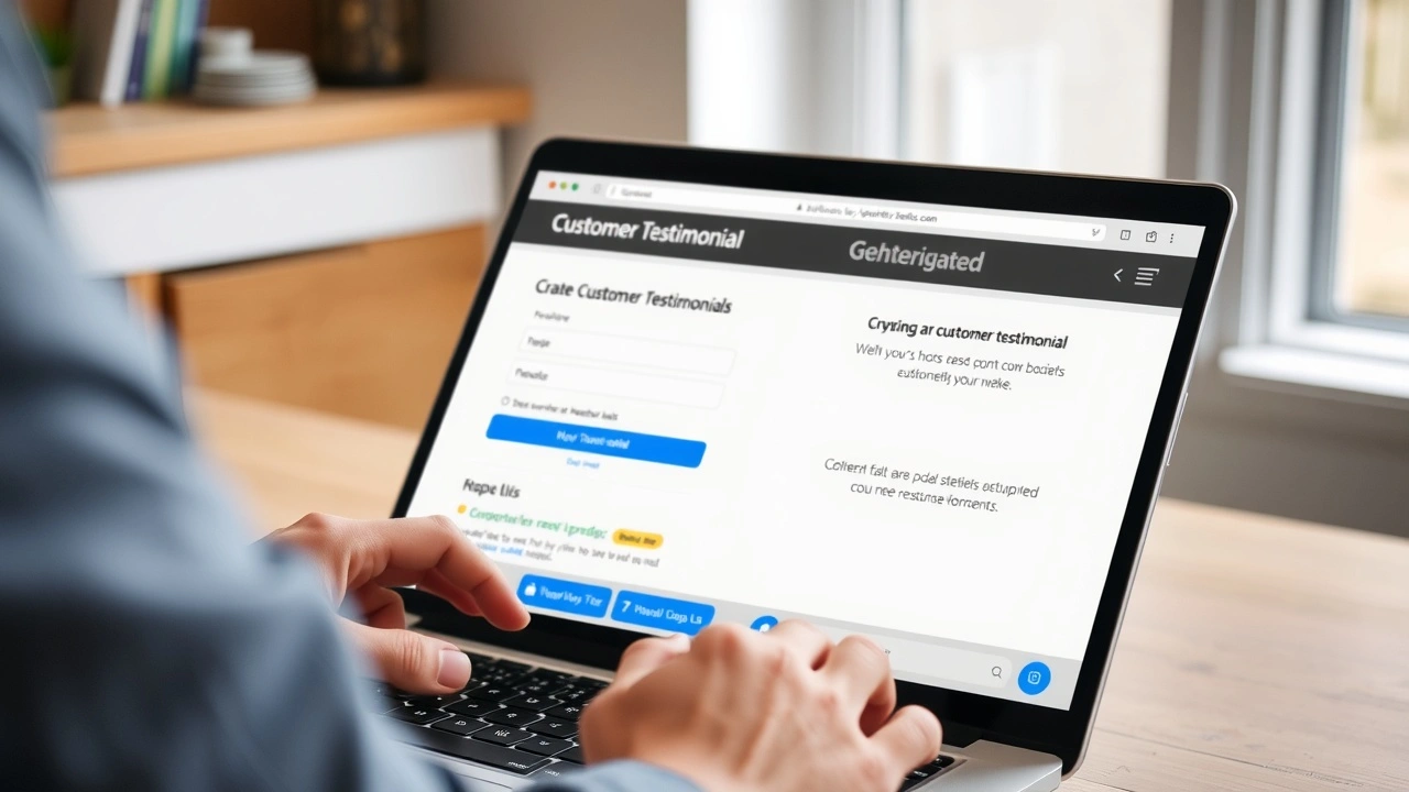 person utilisant un ordinateur pour créer un site web témoignages