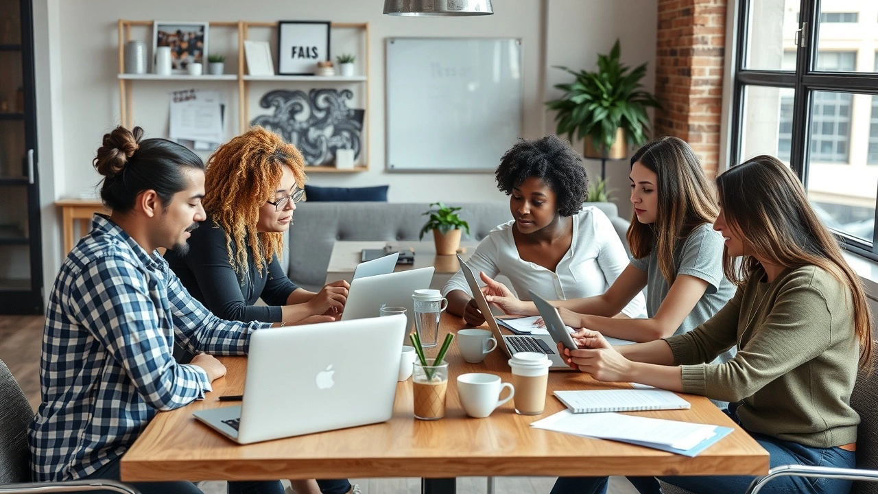 groupe de freelances travaillant ensemble dans un bureau moderne