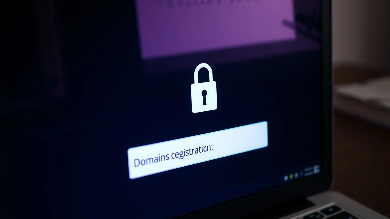 interface d'enregistrement de domaine avec icône de cadenas
