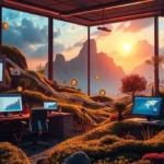 Une représentation photoréaliste des mécanismes de valorisation d'un nom de domaine, avec des éléments numériques et analytiques.