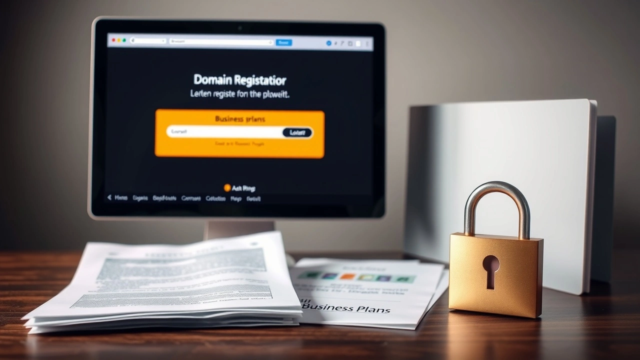 ordinateur affichant un site d'enregistrement de domaine