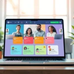 Une illustration montrant une plateforme moderne de mise en relation entre freelances et clients.