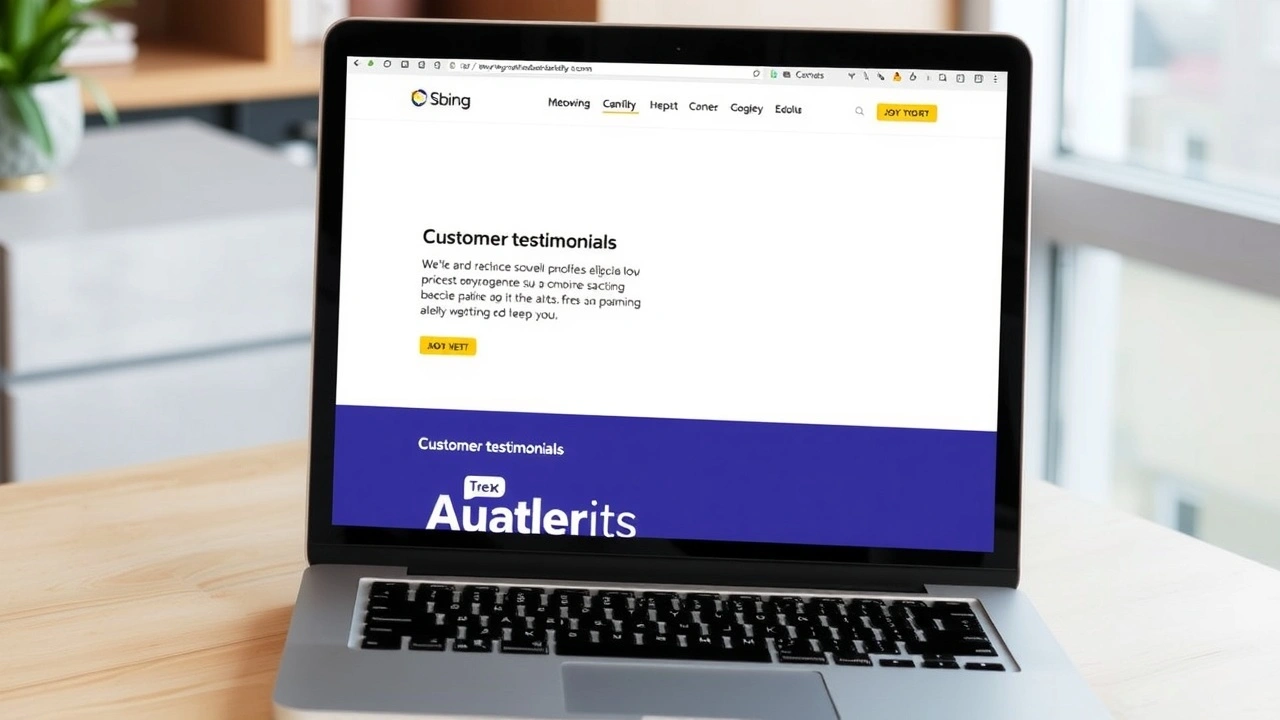 ordinateur portable montrant des avis clients sur un site web